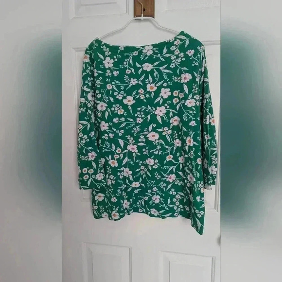 Croft And Barrow Three-Quarter Sleeve Women's Top Size Lg Floral Boat Neck (EUC) - Picture 7 of 12